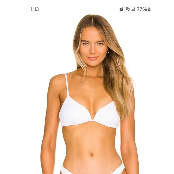 L*Space Helena Bikini Top in White Size Medium V Wired Front NWT - Picture 1 of 6